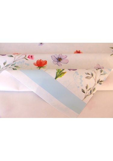 Elyaf Silinebilir Pvc Muşamba Masa Örtüsü Knrsuluçiçek Mavi