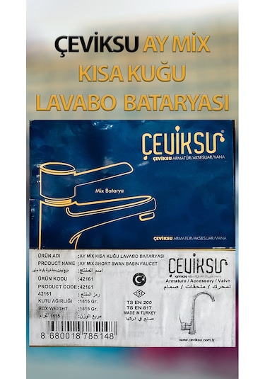Ay Mix Kısa Kuğu Model Lavabo Bataryası Krom
