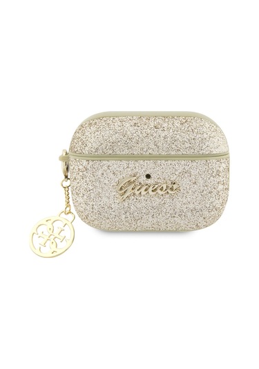 Airpods Pro 2 Uyumlu Kılıf Guess Glitter 4g Charm Exclusive Tasarım Gold