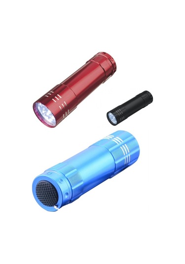 3 Adet 9 Ledli Metal Mini El Fener Çok Renkli