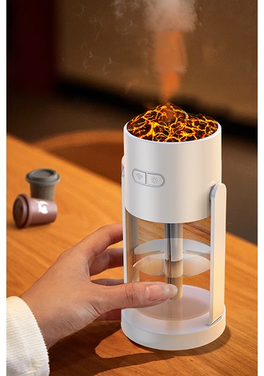 Volkanik Ultrasonik Hava Nemlendirici Led Işıklı Buhar Makinası Araç - Ev Aroma Difüzörü 280ml