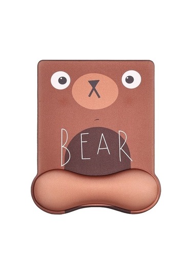 Primepickings Kahverengi Mouse Pad Bilek Pedi Kızlar Sevimli Karikatür Mouse Pad Kaymaz Oyun Silikon Klavye