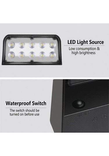 Skycity Solar Duvar Lambası Bahçe Aydınlatması Led Işık Ip65 Su Geçirmez Beyaz Işık 2 Mod 1 Adet Yh0606 Siyah