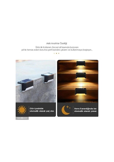 Dekoratif 4 Adet Köşebent Merdiven Veranda Solar Güneş Enerjili Led Lamba Dekor Bahçe Aydınlatma