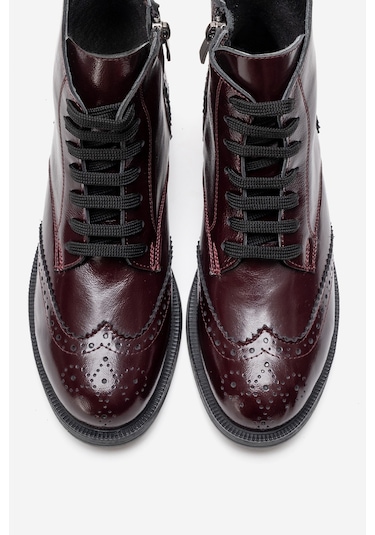 Luvishoes Nelvy Bordo Rugan Hakiki Deri Kadın Bot Bordo