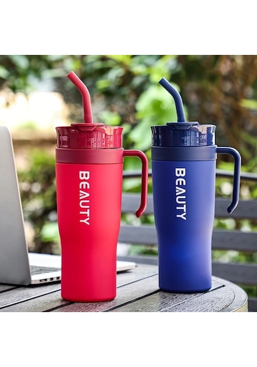 Oldfriend Kızıl Kırmızı 40.58oz Bpa Free Plastik Tumbler Pipetli Hafif Mutfak Bardagı Kırmızı
