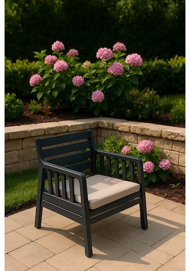Lara Minderli Tekli Bahçe Balkon Teras Koltuğu - Antrasit