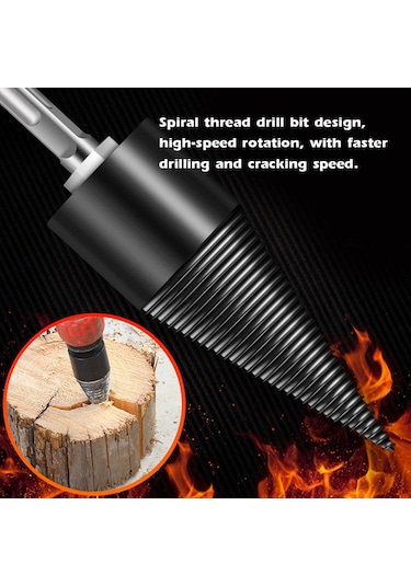 Geeroyoo Ahşap Bölme Matkap Ucu 50mm İki Çukur İki Oluk Darbe Matkapı İçin - Çelik Malzeme, Spiral İğne Tasarımı, Hızlı Delme Ve Bölme