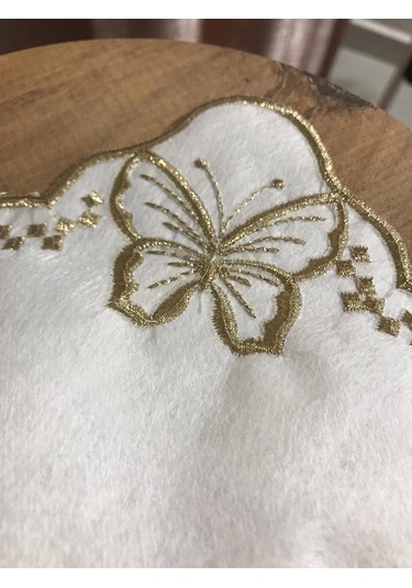 Nivemeshome Kelebek Gold Kare 6 Adet Keten Kokteyl Peçetesi Kahve Yanı Sunumluk Gold