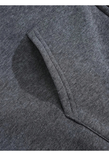 Tarzsokak Ecg Bisiklet Off-road Baskı Erkek  Kış Cep Kapşonlu Moda Polar Sweat  Antrasit