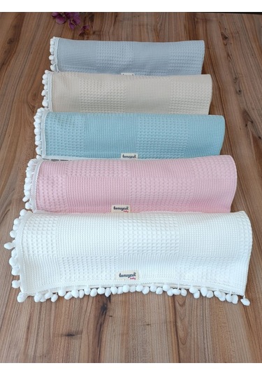 S.kahve Kız Erkek Bebek Battaniyesi Pike %100 Pamuklu Doğal Organik Uyku Çift Taraflı Örtü 86x86cm Btn10248 Gri