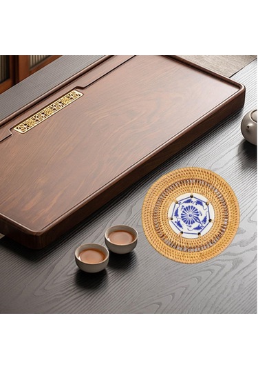 Suntek Tatil Yemeği Yemek Ev Için Yuvarlak Dokuma Servis 13cm Kahverengi