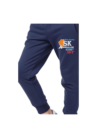 Sk Baskılı Erkek Çocuk Beli Lastik Detaylı Bağlamalı Eşofman Altı Lacivert