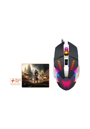 Polosmart PGS303 Kablolu RGB Optik Oyuncu Mouse + Mouse Pad