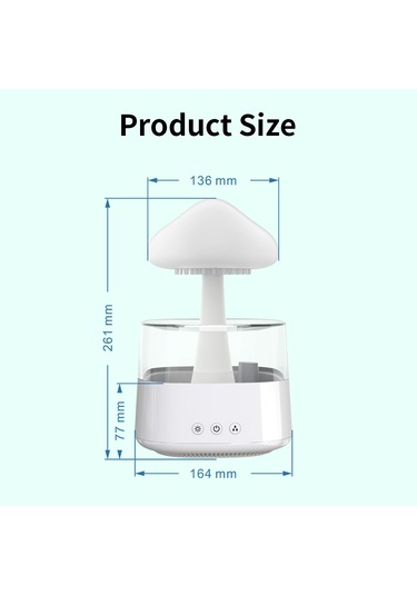 Sones Ch08 450ml Yağmur Nemlendirici Mantar Bulutu Renkli Gece Lambası Aromaterapi Makinesi, Stil: Uzaktan Kumanda Olmadan