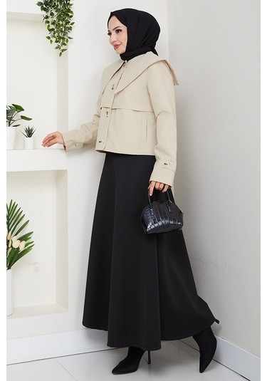 Pelerin Görünüm Astarlı Trenç 1625 - Bej Bej