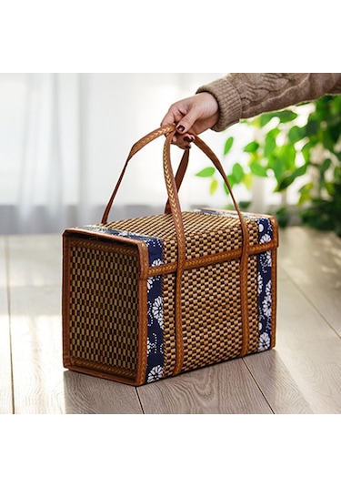 Tenfowee Katlanabilir Sepet: Piknik Ve Gıda Saklama İçin Zarif Ve Pratik Hasır Sepet Kahverengi