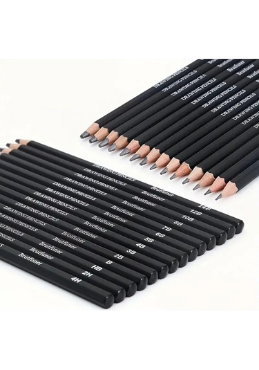 Kara Kalem Çizim Seti, Eskiz Kalem Seti, Dereceli Kalem Set, Tonlama-rulo Kalemlikli-tam Set 56parça