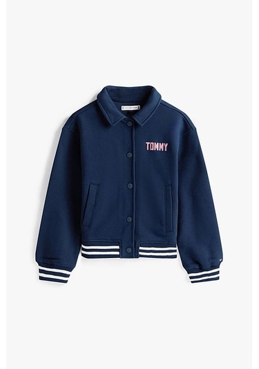 Kız Çocuk Kolej Yaka Bomber Sweatshirt - Lacivert Dark Night Navy