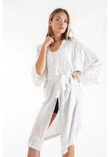 Efw Moda Jenny Beyaz Kadın Kimono Çok Renkli