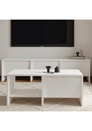 Laris Kapaklı Orta Sehpa 90 Cm Modern Tasarım Beyaz