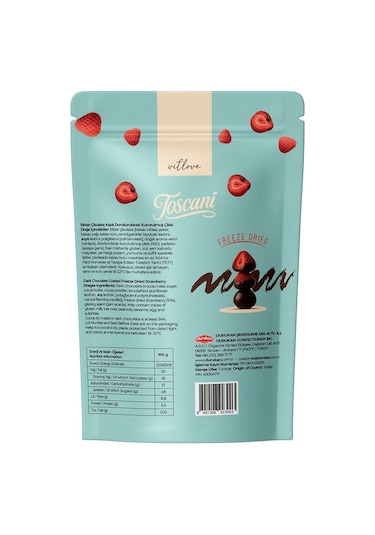Bitter Çikolata Kaplı Dondurularak Kurutulmuş Çilek Draje 2 X 60gr