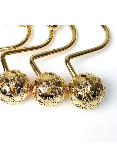 Suntek 12x Halka Banyo Aksesuarı Askı Kancası Tip 2 Duş Perdesi Kancaları Altın Çok Renkli