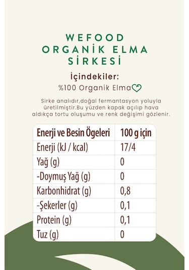 Wefood Organik Elma Sirkesi 500 ml