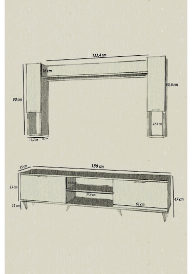 Moonlife Istanbul Dolaplı Kapaklı Tv Ünitesi Ceviz