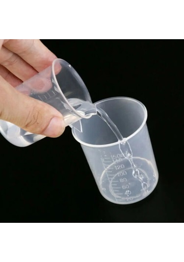 Plastik Şeffaf Ölçüm Fincan Laboratuvar Beher Dekantör Şişe Ağzı Şeffaf
