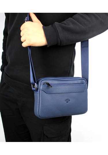 Erkek Lacivert Lüks Orta Boy Askılı Postacı Omuz Çantası Lacivert