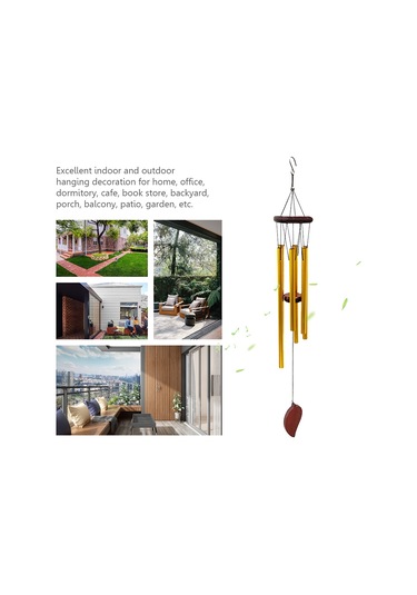 Ranyeek Alüminyum Ve Ahşap Konstrüksiyonlu 6 Borulu Rüzgar Çanı - Altın/gümüş Seçenekli Dekoratif Ses Aleti