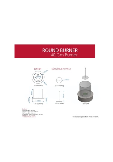 Starfire Yuvarlak Burner Camlı Bioethanol Şömine 40 Cm