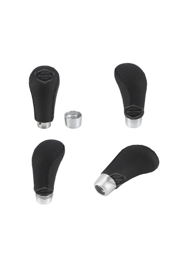 Üniversal Siyah Dikişli Deri Spor Görünümlü Vites Topuzu Aparatlı Manuel Vites Kolu 00 Şüscaroto Aksesuar