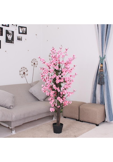 Yapay Ağaç Pembe Japon Kiraz Çiçeği Bahardalı Ağacı Sakura Çiçeği