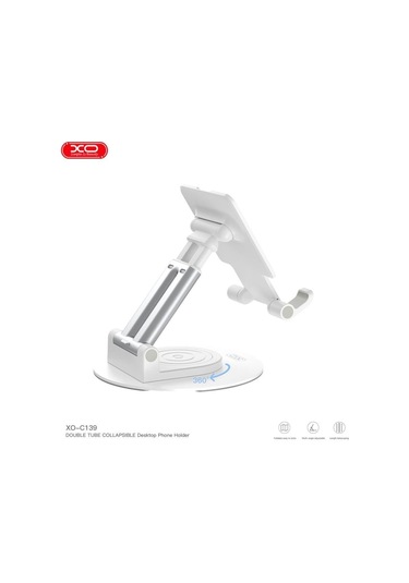 360 Dönebilir Çift Tüp Tasarımlı Ayarlanabilir Masaüstü Telefon Ve Tablet Standı C139