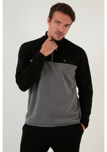 Buratti Regular Fit Anti-Pilling Tüylenme Yapmayan Dik Yaka Şardonlu 2'Li Paket Erkek Polar 5906016S2 Oranj-Siyah