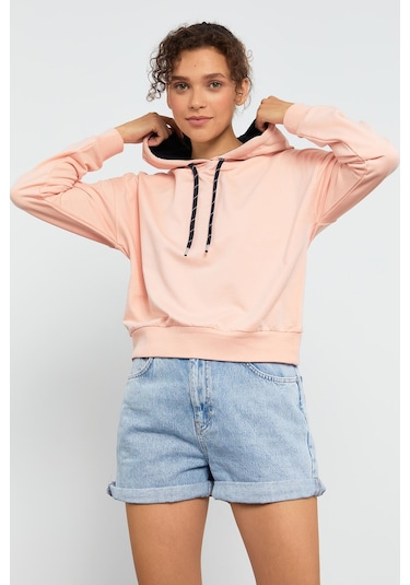 Tommy Life Pembe Uzun Kol Rahat Form Kapüşonlu Kadın Sweatshirt - 97115 Pembe Tommy Life Pembe Uzun Kol Rahat Form Kapüşonlu Kadın Sweatshirt - 97115 Pembe