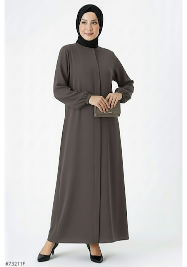 Medine İpeği Mevlana Kesim Cepli Kuşaklı Bol Ferace 4000-vizon Bej