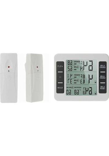 Pazly Çift Ekranlı Alarmlı Kablosuz Buzdolabı Ve Derin Dondurucu Termometresi - Beyaz