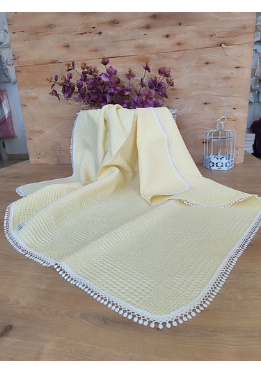 Bebek Battaniyesi Bebek Örtüsü Puset Örtüsü Çok Amaçlı Bebek Pikesi Mevsimlik Hediyelik 80x90 Cm Sarı