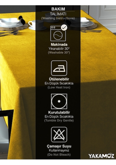 Balpeteği Sarısı Kadife Dokulu Masa Örtüsü Dertsiz Velvet Touch Serisi Balpeteği Sarısı