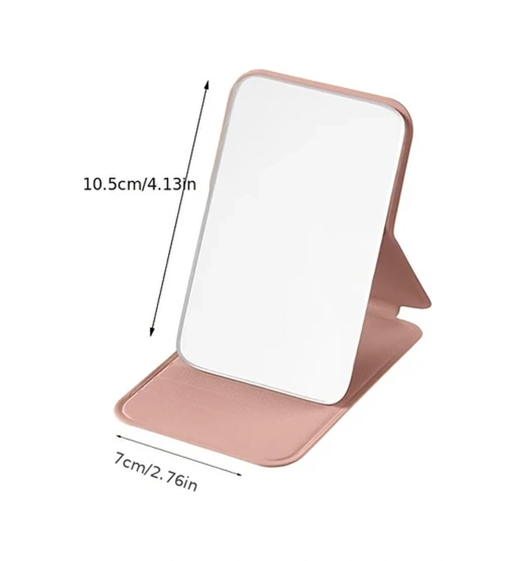 Xuweiwei Pembe Renkli Kompakt Katlanır Suni Deri Makyaj Aynası Taşınabilir Yıkanabilir Pembe Renk