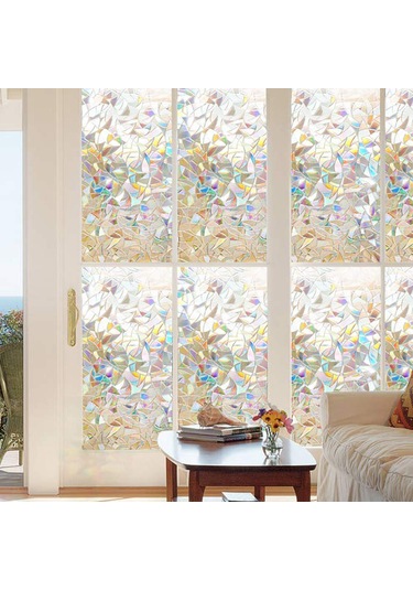 Ruicoo 3b Yapıştırıcısız Pencere Filmi - Uv Korumalı, Gizlilik Sağlayan Dekoratif Cam Kaplama Beyaz