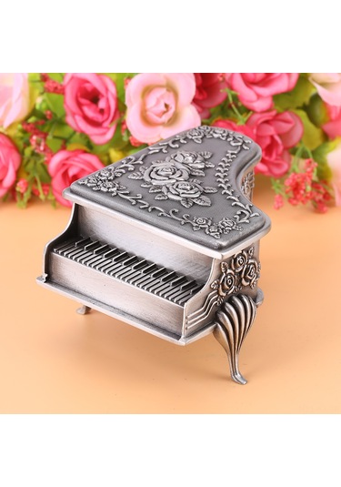 Kangvka Gül Oyma Desenli Piyano Şekilli Çinko Alaşımlı Küçük Mücevher Kutusu - Yumuşak İç, Tuzaklığa Dayanıklı, Hediye İçin Uygun Çok Renkli