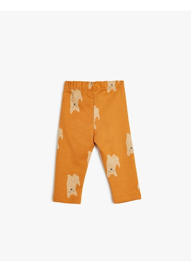 Koton Basic Jogger Eşofman Altı Beli Lastikli Dokulu Pamuklu Turuncu Desenli 5wmb40099tk Turuncu
