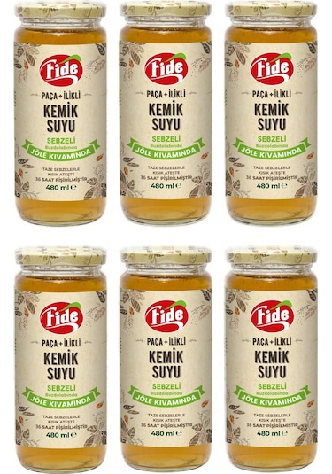 Fide Paça + İlikli Kemik Suyu Jöle Kıvamında Sebzeli 6 x 480 ML