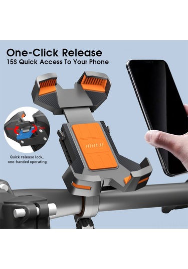 Geeksen Motor Süpürgesi, Elektrikli Bisiklet Ve Bisiklet İçin 360 Döner, Tek Tık Kilitli, Sarsıntı Emici Telefon Tutucu - Siyah Pb09plus-ad Siyah