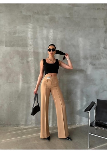 Gülsüm Aydın Dreams Etiketli Palazzo Pantolon - Bej Bej