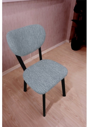 StarMall Bohem Jakarlı Sandalye Kılıfı Çubuk Desen 1 Adet Gri